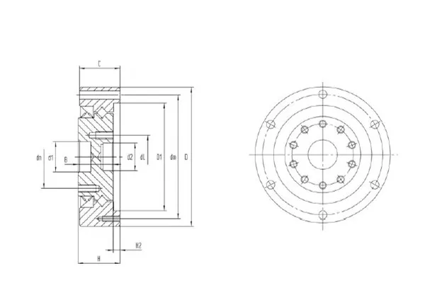 CSD系列谐波减速机用交叉滚子轴承结构图